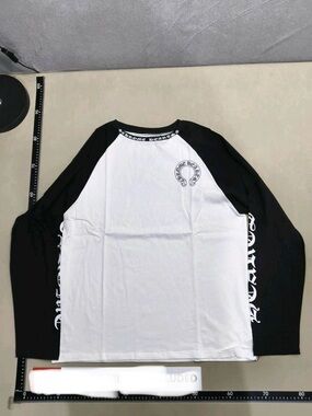 Chrome Hearts Black & White Raglan Long Sleeve Tee with Sleeve Script